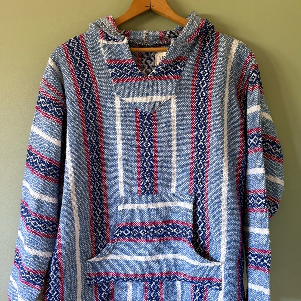 Baja Hoodie Hippie Surf Poncho Sweater Sweatshirt Pullover XL